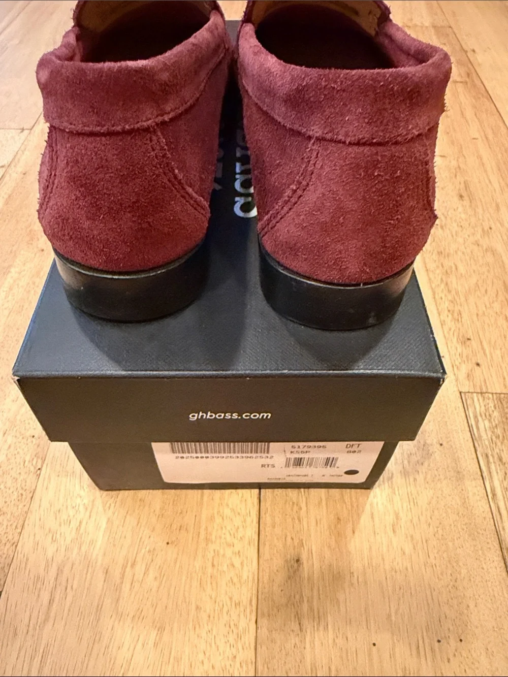 G.H. Bass & Co. Burgundy Suede Penny Loafers - Willa Flat Strap